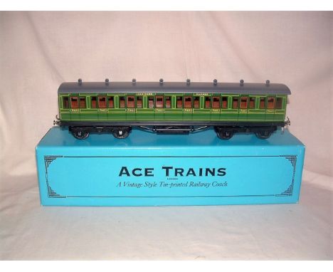ACE TRAINS 0 Gauge C/1 Southern Green Suburban 1st Coach. Mint Boxed.
