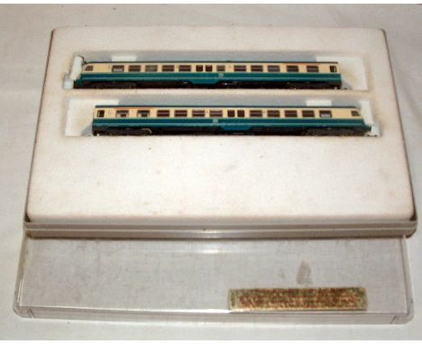 FLEISCHMANN N 2 Car DB Blue and Cream DMU. Good Plus Boxed with Instructions.