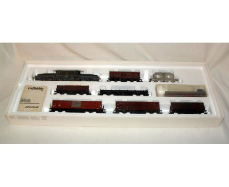 MARKLIN 28730 3R Swiss Crocodile Train Pack comprising a SBB Green Be 6/8 Crocodile O/H Electric Locomotive, 6 x Freight Wago
