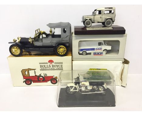 Lion Toys (Holland) Leyland DAF Van, together with Mercury (Italy) Motorcycle, Nacoral 1105 plastic Rolls Royce model and a L