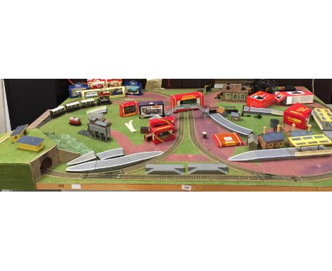 A large OO gauge train layout together with a Hornby R316 LNER 0/6/0T locomotive Class J83, a Hornby British Railway 56038 en