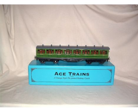 ACE TRAINS 0 Gauge C/1 Southern Green Suburban 1st Coach. Mint Boxed.