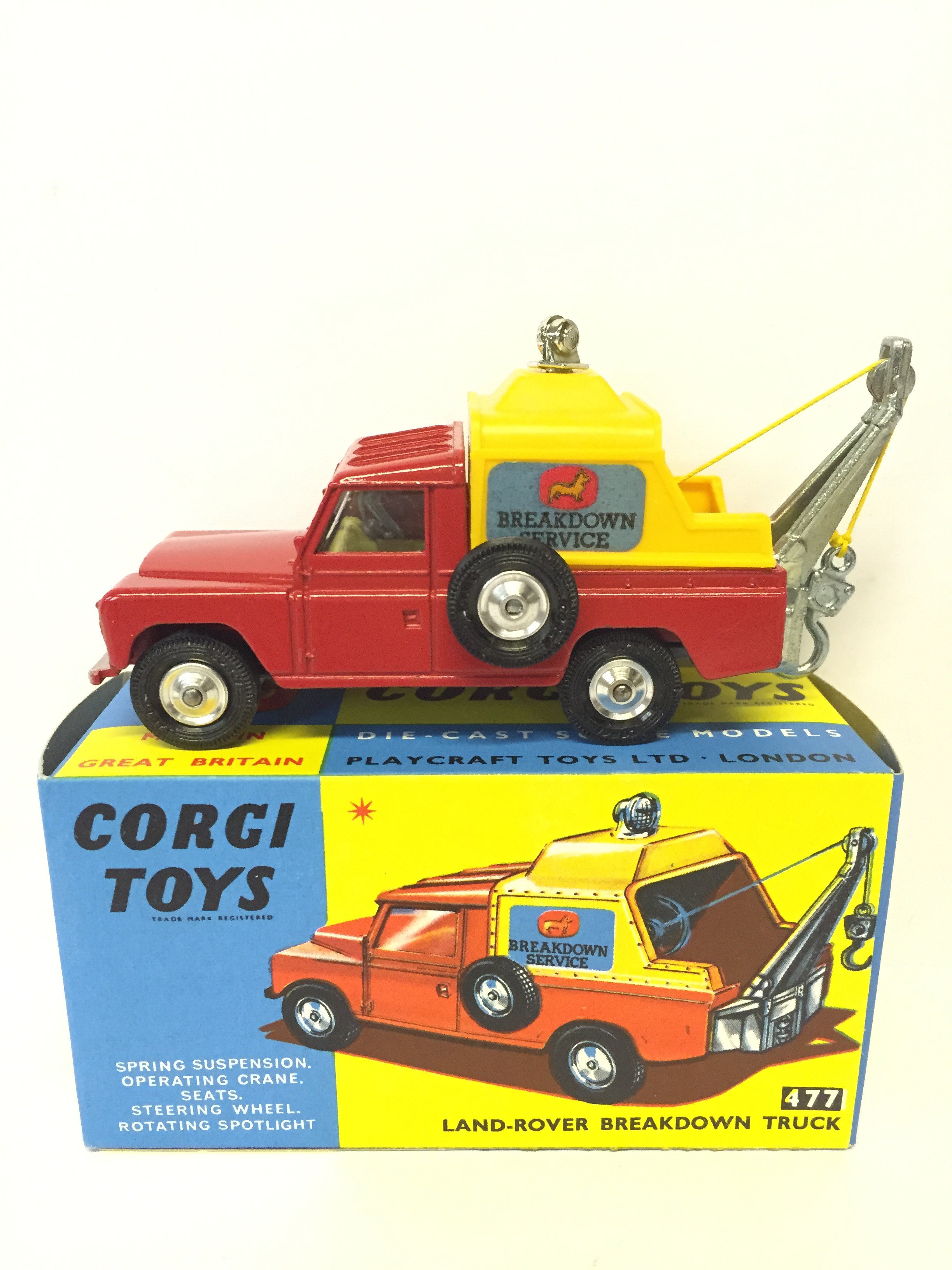 Corgi Toys 477 Land-Rover Breakdown Truck. E in E box with packing ...