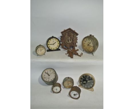 A selection of vintage alarm clocks to include a Canadian made Westclox America example, a further West Clocks example with e