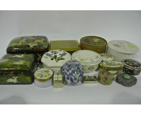 A 19th century continental pill box with painted Watteauesque type decoration of lovers, with lilac and yellow colourway and 