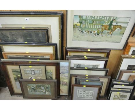 An extensive collection of 19th century and later pictures and prints including examples after Cecil Aldin showing Dickensian