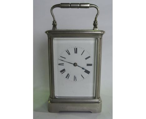 A French carriage clock, the case later plated, the eight day timepiece by Jacot, movement number 4119 to case and movement
