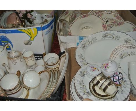 An extensive collection of ceramics including Aynsley dinner wares with leaf border decoration, J & G Meakin Galatea pattern 