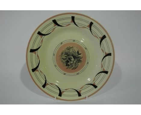 A Wilkinson Limited Bizarre Clarice Cliff plate designed by Graham Sutherland, with printed floral and foliage detail to the 