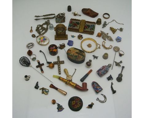 A scent bottle, in the manner of Tosso, damaged; a meerschaum pipe, Spain; a locket, with enamelled floral decoration; a diam