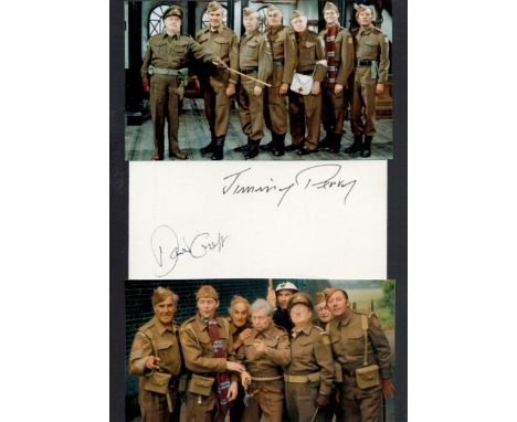 Tv and Film. Jimmy Perry and David Croft (Dad's Army) Signed Autograph Card With Colour Photos Affixed to black card. Good co