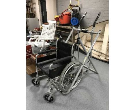 A folding light weight wheel chair and a Gazelle strider 