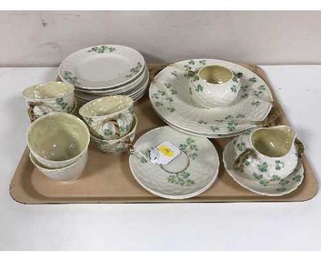 A tray of twenty two piece Belleek tea service 
