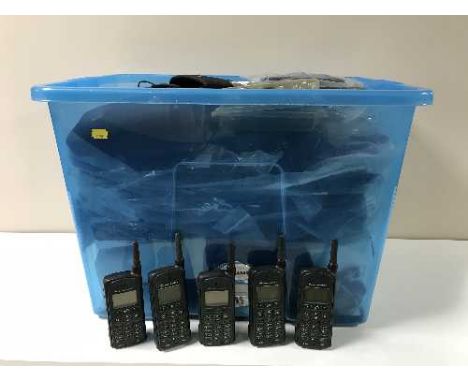 A box containing a large quantity of vintage Motorola mobile phones and accessories 