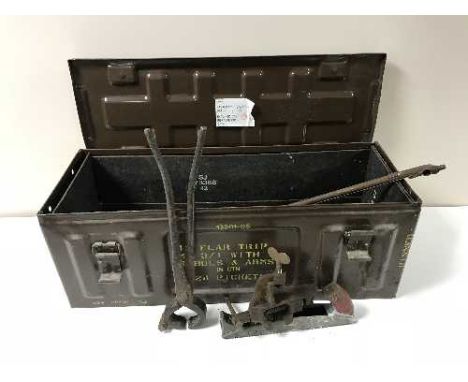 Two metal ammunition crates of hand tools 