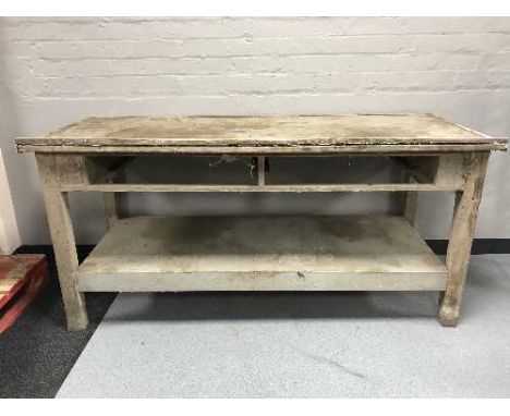 A pine work bench 