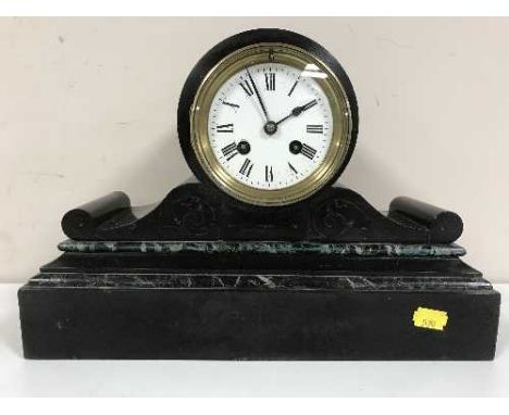 A Victorian slate and marble mantel clock 