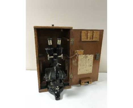 A W R Prior microscope in fitted mahogany box