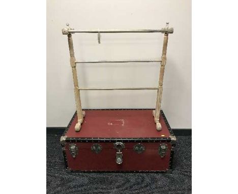 A stripped pine towel rail and a trunk 