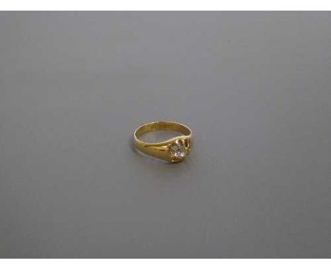 18ct antique signet ring set with old cut diamond, approximately .5 carat 4.7 grams