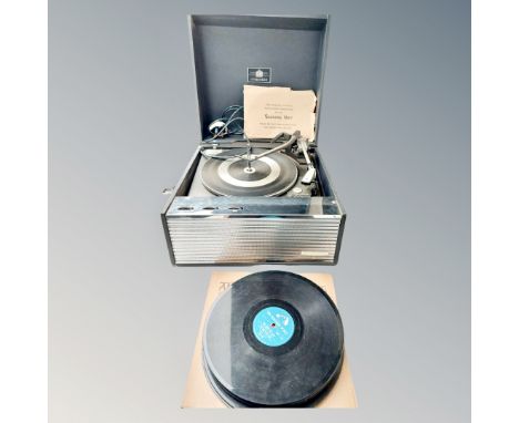 A vintage Dynatron record player and a small quantity of 78's 
