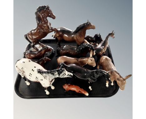 A tray of Beswick horses, foals and donkeys 