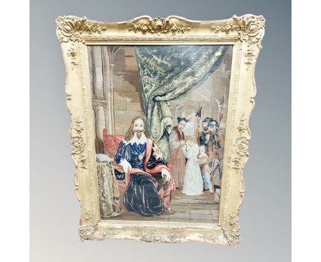 A needlework tapestry in ornate gesso frame, 87 cm x 113 cm 