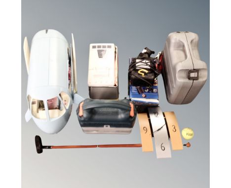 A boxed Air an air pump, clock, two boxed Black & Decker planers, micro machines vehicle etc 