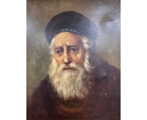 Continental school : Portrait of a bearded man, textured print, 48cm by 39cm