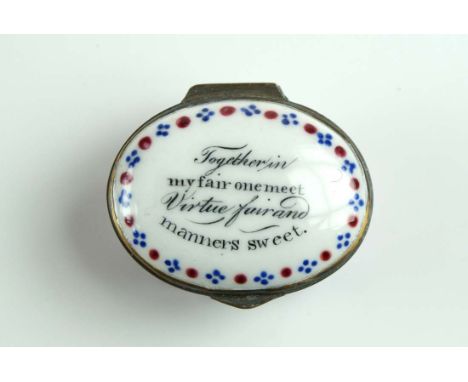 Bilston Enamel Patch Box c1780.
PLEASE CLICK HERE TO VIEW 360 DEGREE IMAGESCondition: Good
