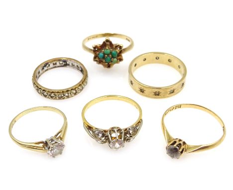 Six stone set 9ct gold rings 13.5gm Condition Report sizes K-OClick here for further images, condition, auction times & deliv