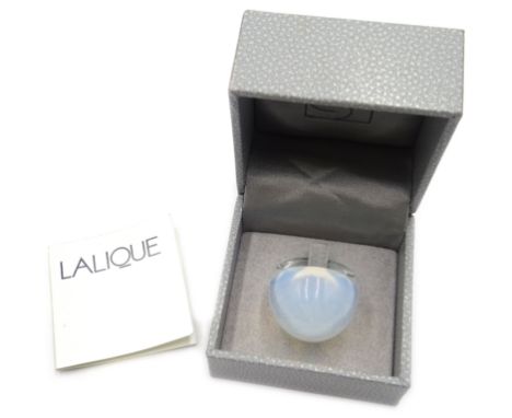 Lalique White light cabachon ring signed Lalique France boxed Condition Report size R-QClick here for further images, conditi