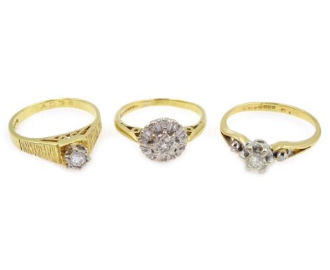 Three 18ct gold diamond rings all hallmarked Condition Report 8.3gm2 K-LLClick here for further images, condition, auction ti