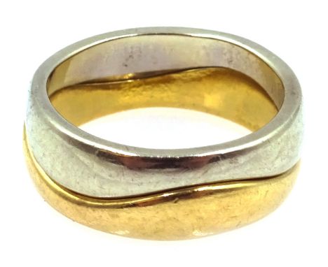 Pair of 18ct white and yellow gold (tested) wave design stacking rings Condition Report Approx 8.4gm, size K-LClick here for 