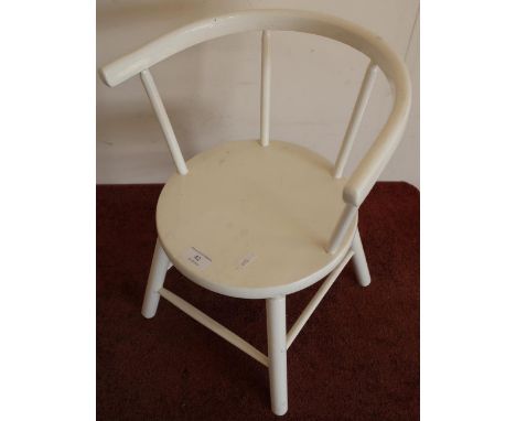 Childs white painted stick back chair 