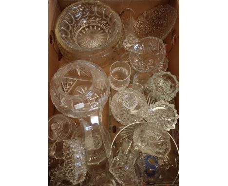 Selection of various quality cut and other glassware in one box 