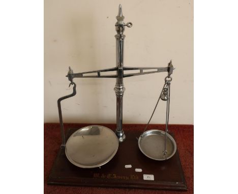 Early 20th C nickle plated set of grocery scales by W &amp; T Avery Ltd 