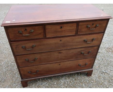 Mahogany chest of three short drawers above three long drawers on bracket feet (101cm x 110cm x 54cm) 