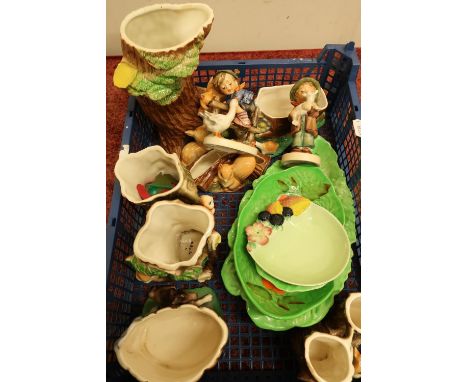Box of various decorative ceramics including Goebel, Withernsea pottery and Hornsea pottery etc 