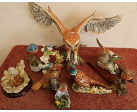 Box of various ceramic birds including a Beswick pheasant No. 1226 