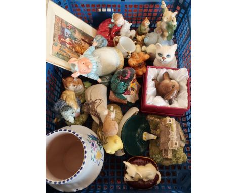 Selection of various decorative ceramics including Poole pottery vase, Beswick Beatrix Potter figures and various other Beswi