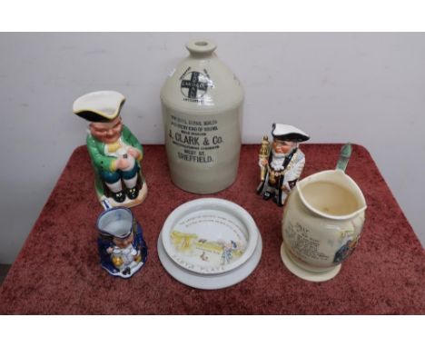 Gardall J Clark &amp; Co West Street Sheffield Stoneware flagon, a nursery rhyme Shelley babies plate, musical ceramic jug an