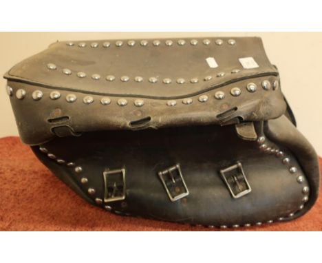 Harley Davidson type studded leather motorbike saddle bag 