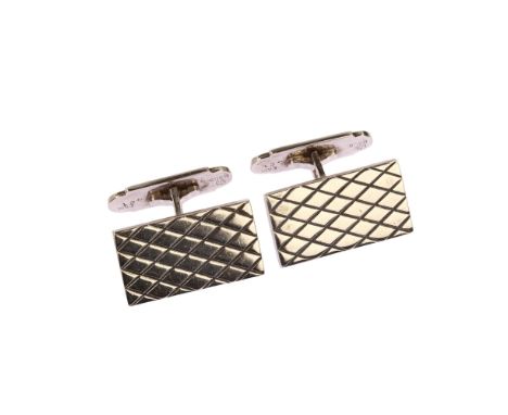 EILER & MARLOE - a pair of Danish silver lattice rectangular panel cufflinks, length 25.8mm, 23.7gNo damage or repairs, only 