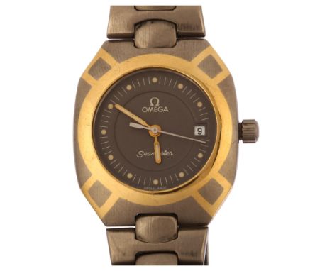 OMEGA - a mid-size Seamaster Titane 120M quartz bracelet watch, grey dial with luminous dot hour markers, sweep centre second