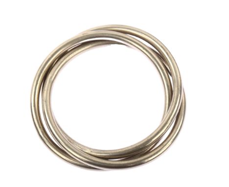 A sterling silver Trinity style inter-linked triple slave bangle, each band width 6.3mm, internal circumference 21cm, 47.8gNo