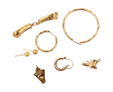 Various 9ct gold jewellery, including pair of ballerina shoes charm earrings etc, 9.8g grossLot sold as seen unless specific 