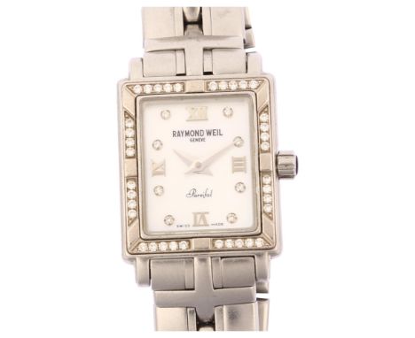 RAYMOND WEIL - a lady's stainless steel Parsifal diamond quartz bracelet watch, ref. 9631, mother-of-pearl dial with Roman nu