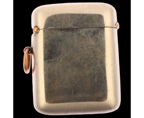 SAMPSON MORDAN & CO - an Edwardian silver and 9ct rose gold Vesta case, hallmarks Chester 1903, 5 x 4cm, 1.6ozNo damage or re