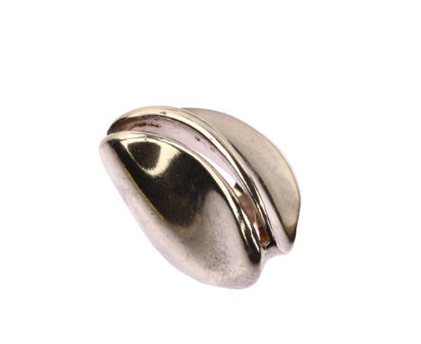 RANDERS SOLVVAREFABRIK - a heavy Danish modernist sterling silver abstract fold ring, setting height 29.6mm, size Q, 16.5gNo 